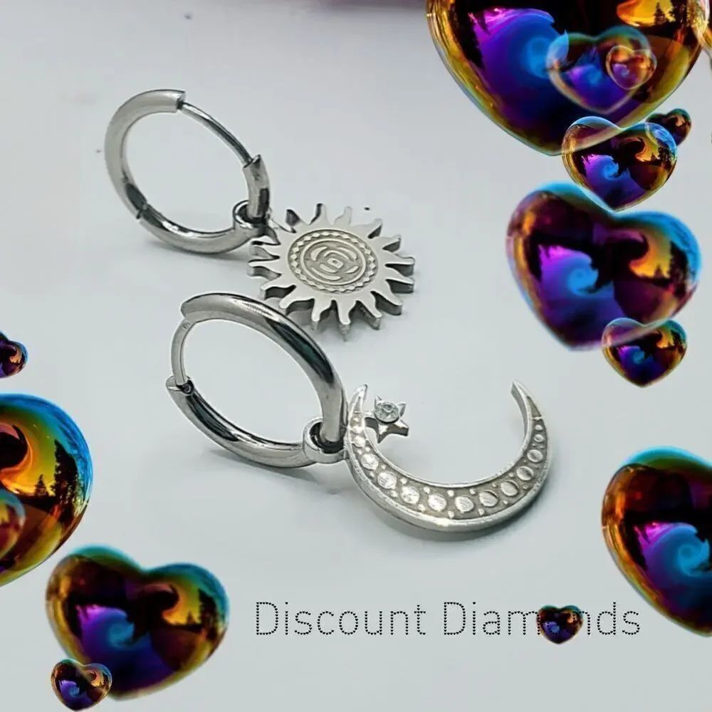 Sun and Moon Silver Hoop Earrings
